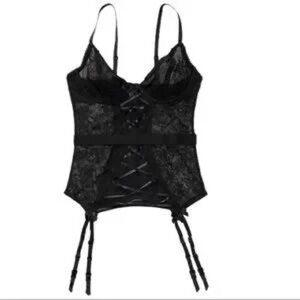 Adore Me Black Lace Bustier Garment corset  with Garter Straps